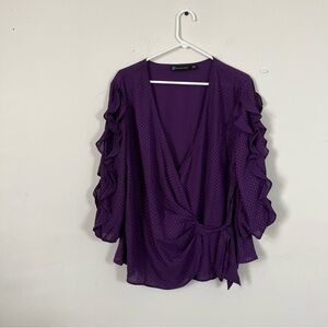 New York and Company purple studded three-quarter sleeve  wrap blouse XL